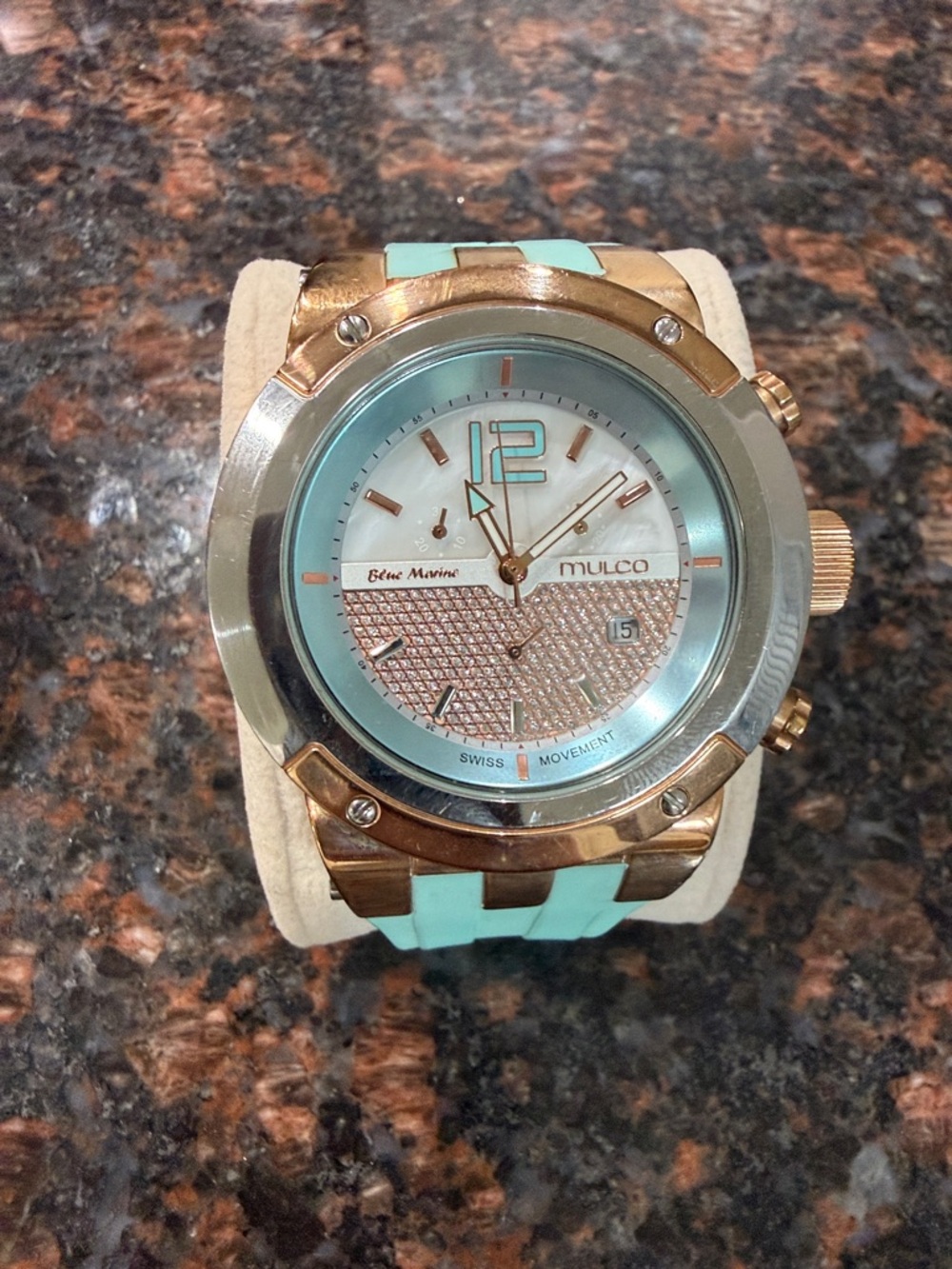 Mulco Mint and Rose Gold Accent Sport Watch.